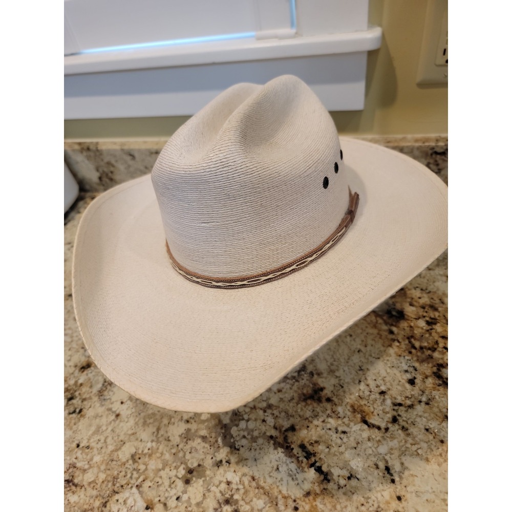 Atwood Marfa 5X Palm Leaf Western Cowboy Hat, Size 7 5/8 Long Oval 4 1/4" Brim